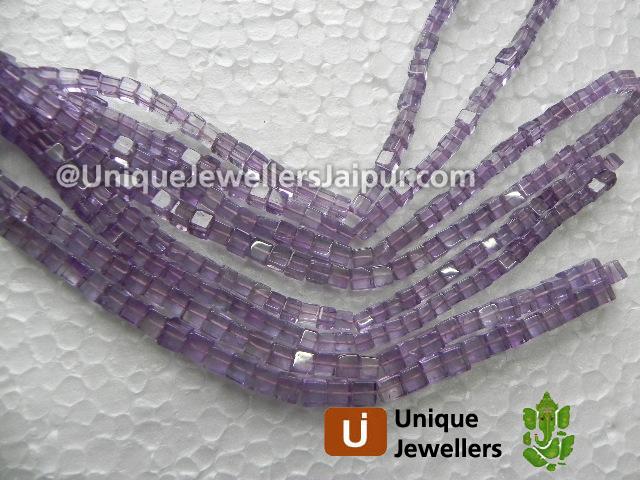 Pink Amethyst Plain Cube Beads