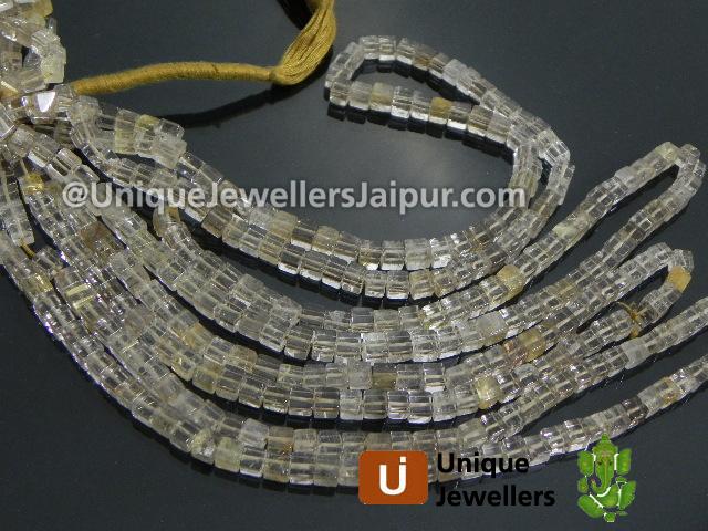 Rutile Quartz Plain Cube Beads