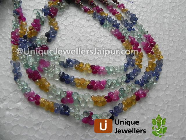 Multi Precious Faceted Heart Beads