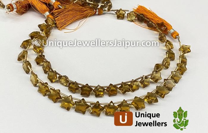 Cognac Quartz Star Cut Beads