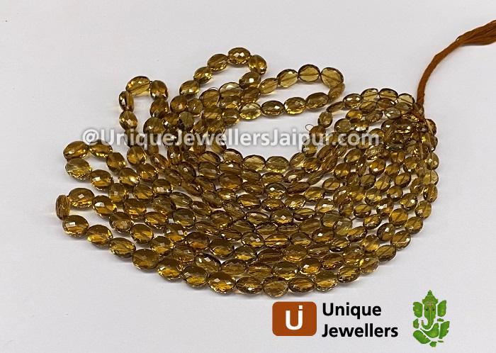 Cognac Quartz Faceted Oval Beads