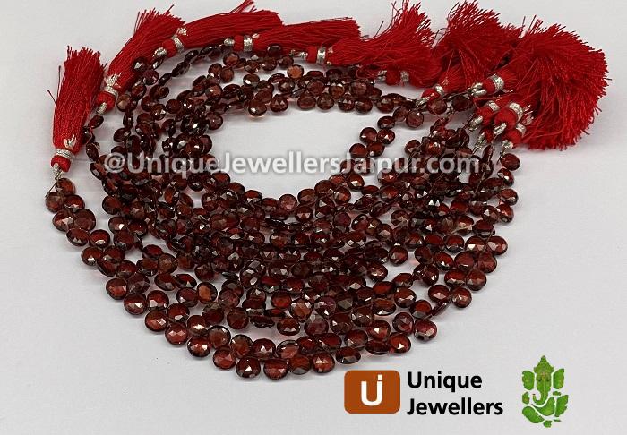 Garnet Briollete Heart Beads