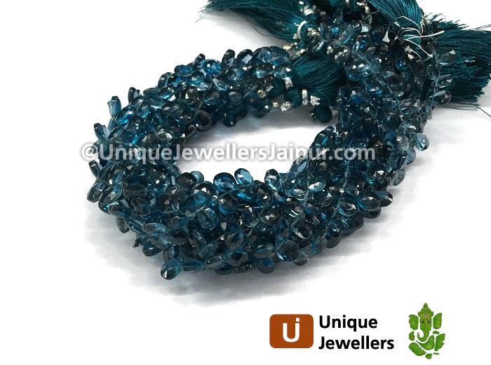 London Blue Topaz Faceted Pear Beads