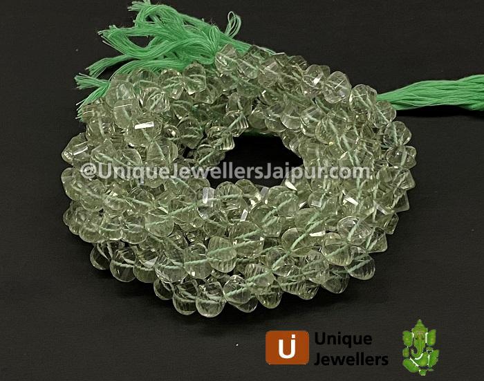 Green Amethyst Twisted Roundelle Beads