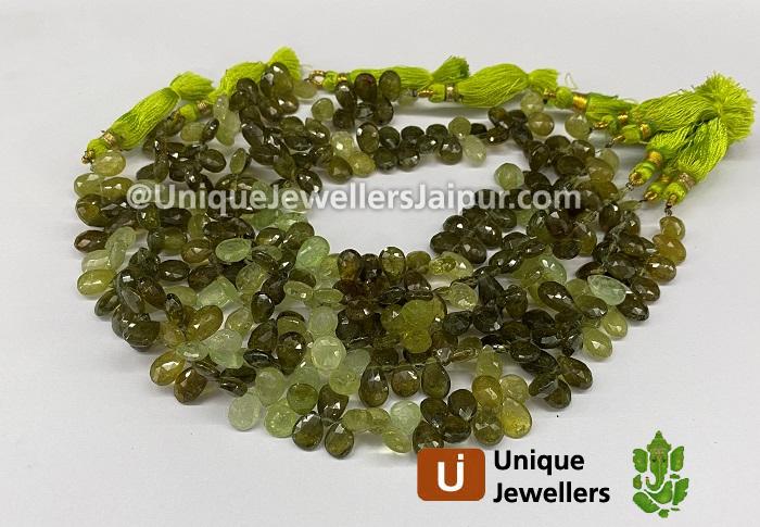 Grossular Garnet Briollete Pear Beads