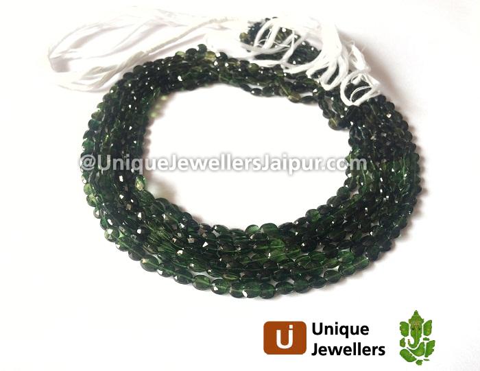 Chrome Green Tourmaline Shaded Faceted Oval Beads