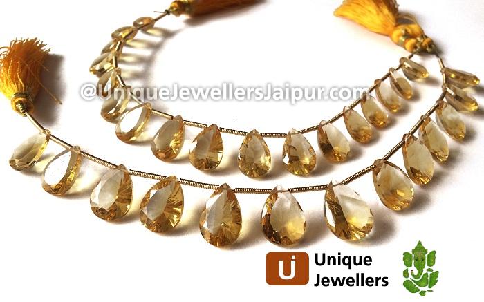 Citrine Concave Cut Pear Beads