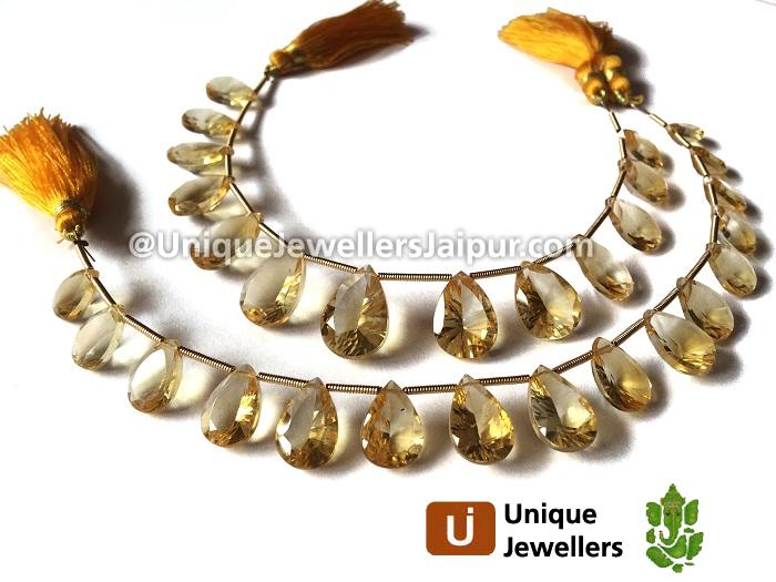 Citrine Concave Pear Beads