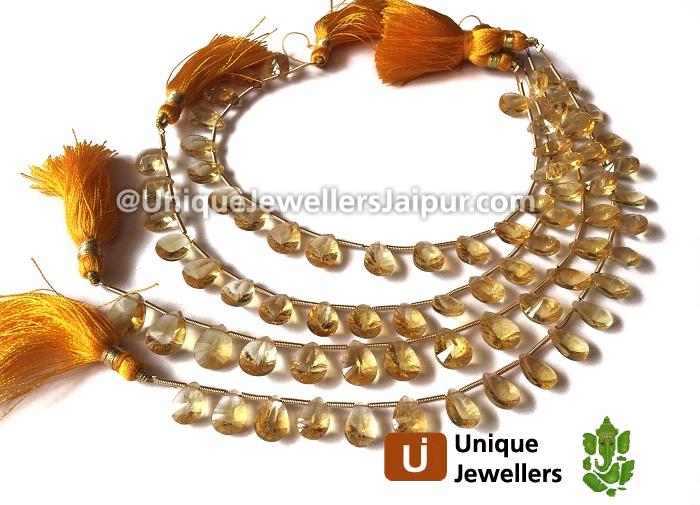 Citrine Double Concave Pear Beads