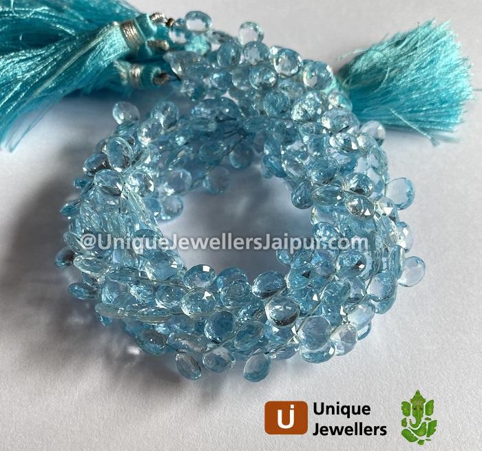 Sky Blue Topaz Faceted Heart Beads