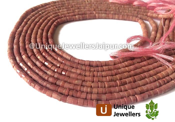 Rhodonite Faceted Tyre Beads