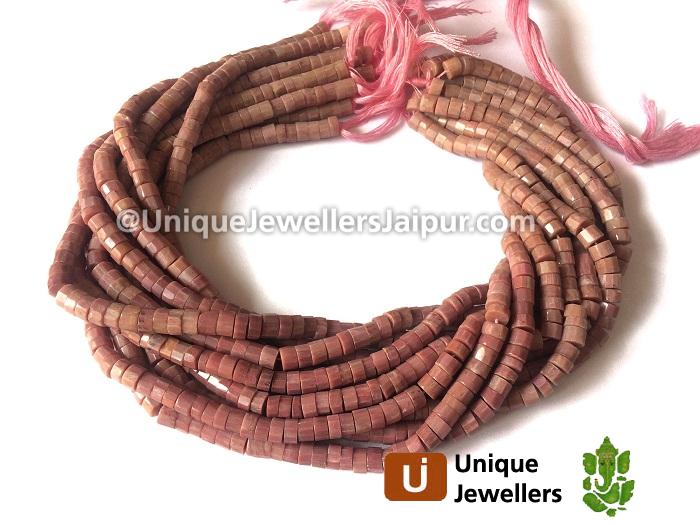 Rhodonite Faceted Tyre Beads