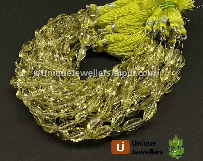 Lemon Quartz Faceted Cardamom Beads