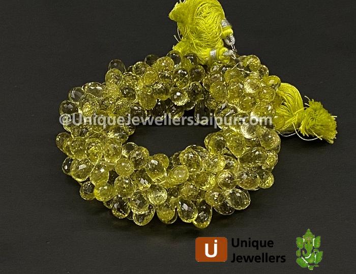 Lemon quartz Faceted Drop Beads