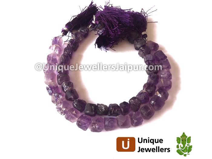 Amethyst Hammered Cube Beads
