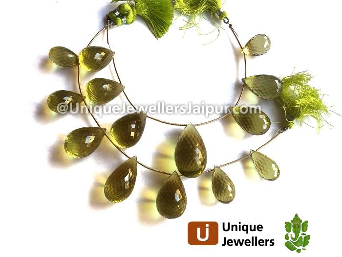 Lemon Quartz Far Faceted Drop Beads