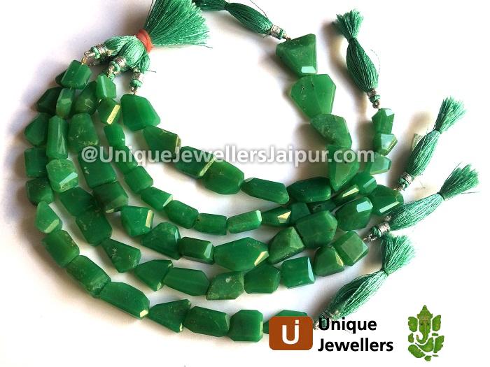 Chrysoprase Faceted Nugget Beads