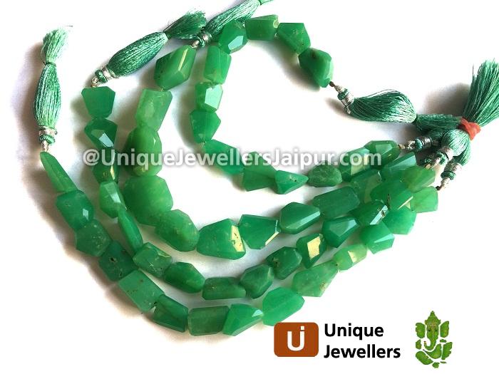 Chrysoprase Far Faceted Nugget Beads