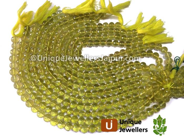 Lemon Quartz Far Faceted Round Beads