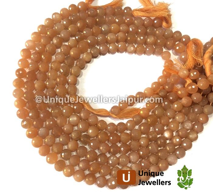 Peach Moonstone Far Faceted Round Beads
