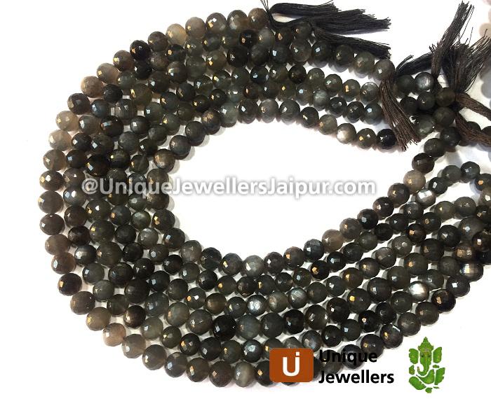 Grey Moonstone Far Faceted Round Beads