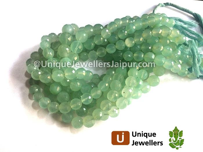 Peru Blue Chalsydony Far Faceted Round Beads