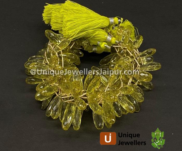 Lemon Quartz Faceted Long Drop Beads