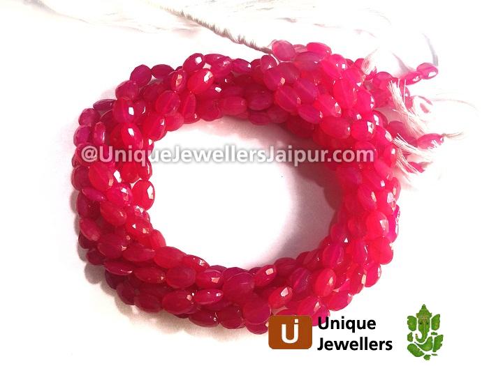 Raspberry Chalcedony Faceted Oval Beads