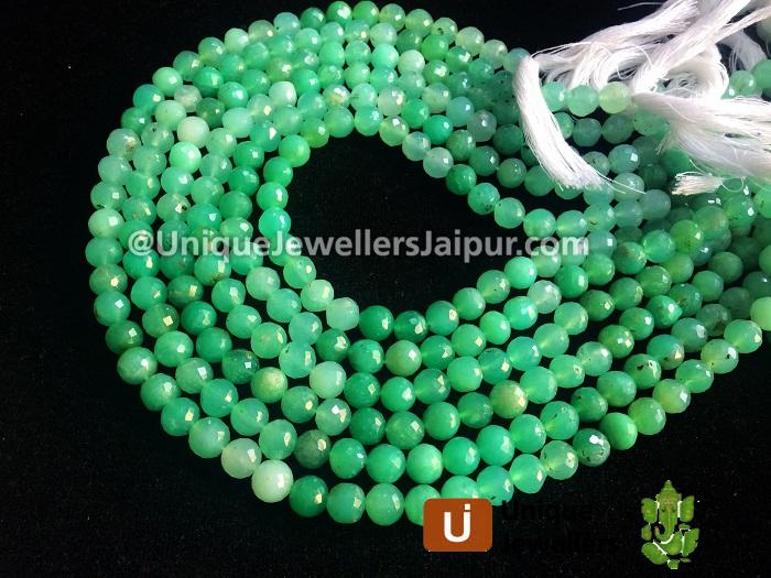 Chrysoprase Far Faceted Round Beads