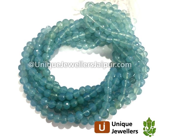 Blue Chalcedony Faceted Round Beads