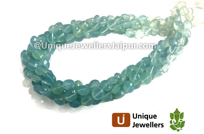 Blue Chalcedony Faceted Coin Beads