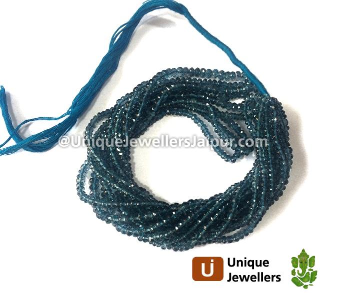 London Blue Topaz Faceted Roundelle Beads