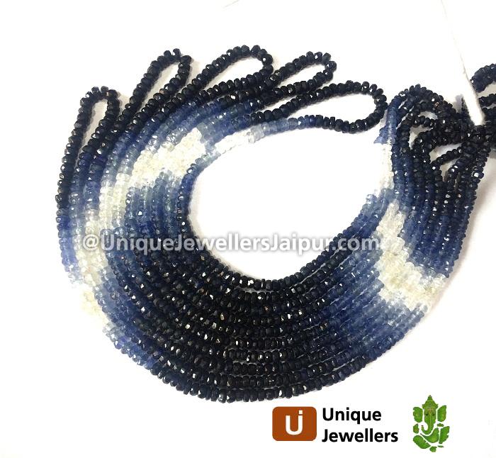 Blue Sapphire Shaded Faceted Roundelle Beads