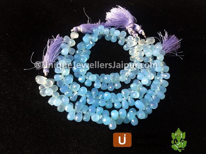 Blue Chalcedony Faceted Drop Beads