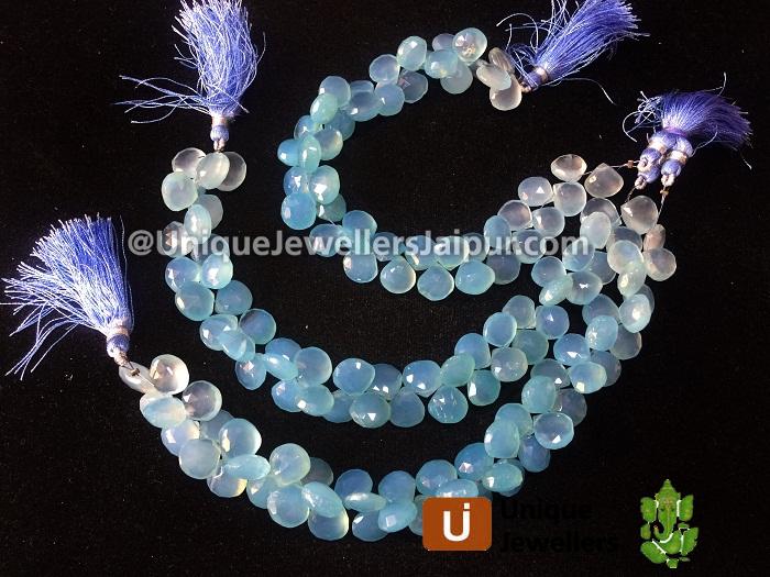 Blue Chalcedony Faceted Heart Beads