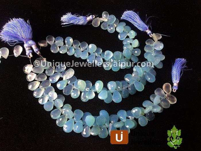 Blue Chalcedony Faceted Pear Beads