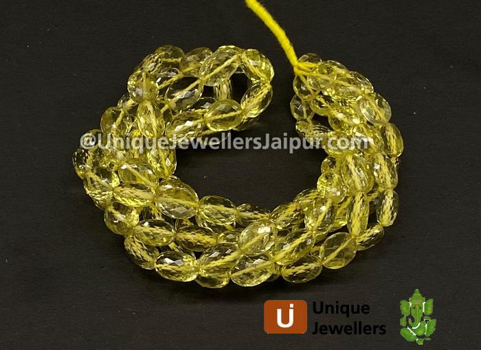 Lemon Quartz Faceted Oval Beads