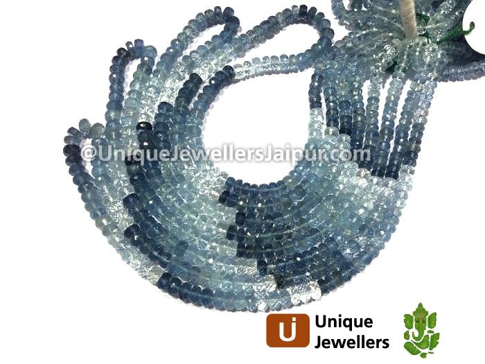 Multi Aquamarine Far Faceted Roundelle Beads