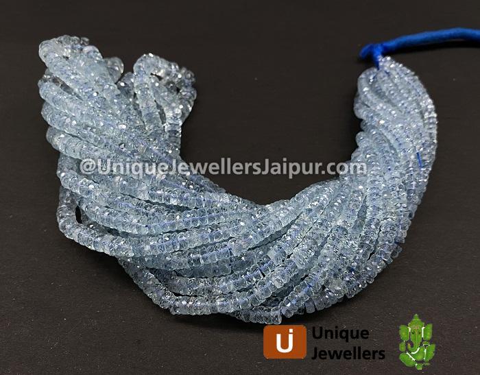 Aquamarine Faceted Tyre Beads