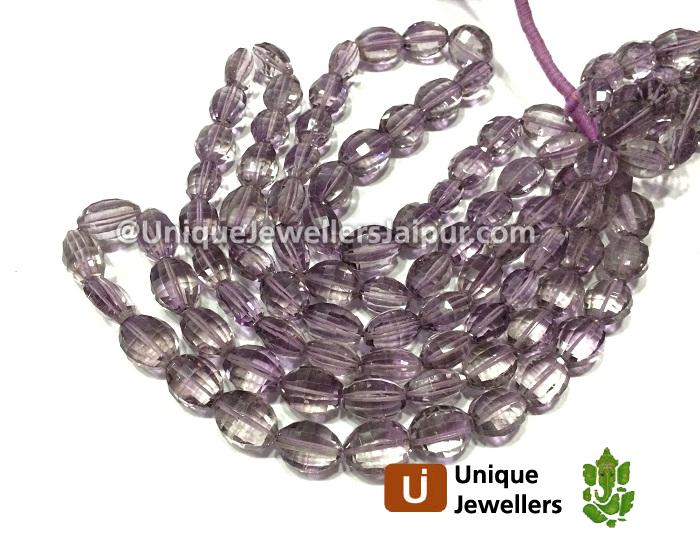 Pink Amethyst Far Step Cut Oval Beads