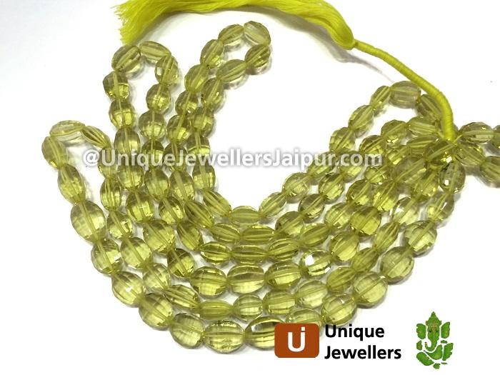 Lemon Quartz Far Step Cut Oval Beads