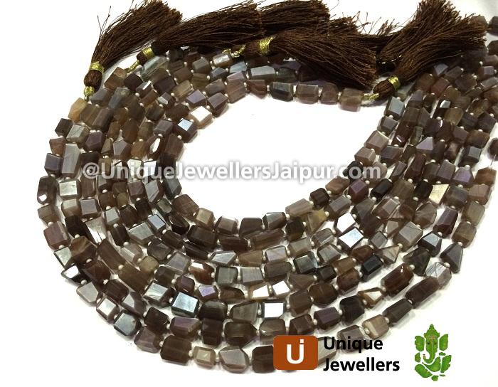 Chocolate Moonstone Faceted Nugget Beads