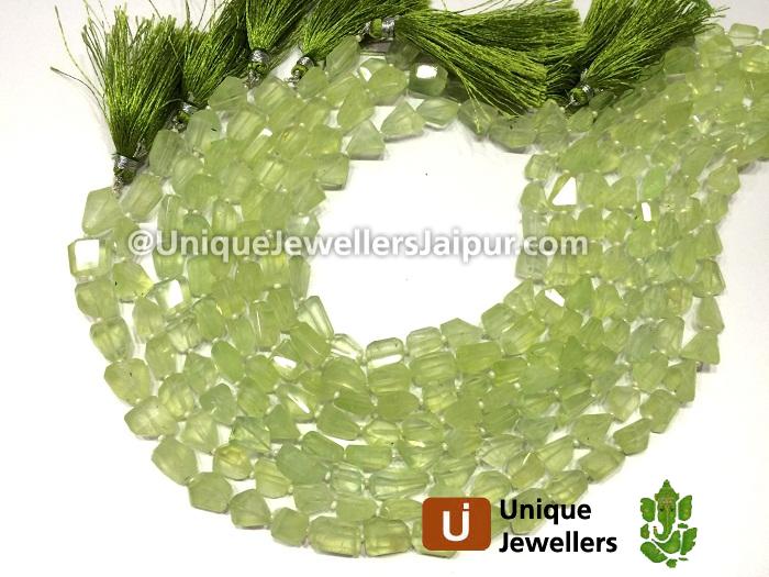 Prehnite Faceted Nugget Beads