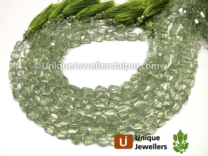 Green Amethyst Faceted Nugget Beads