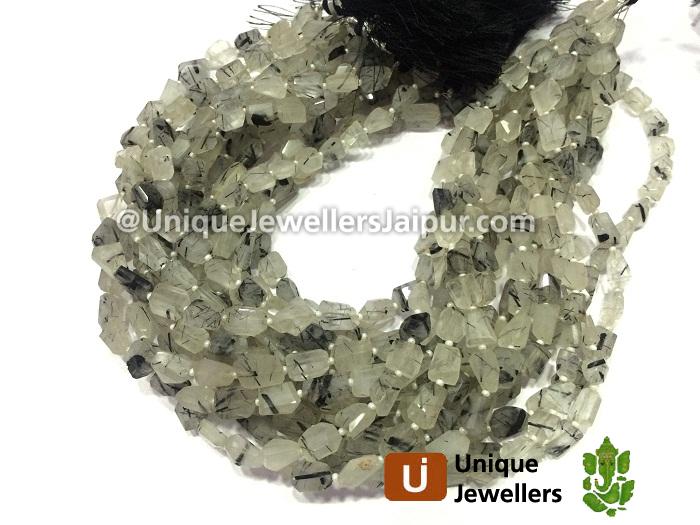 Black Rutail Faceted Nugget Beads