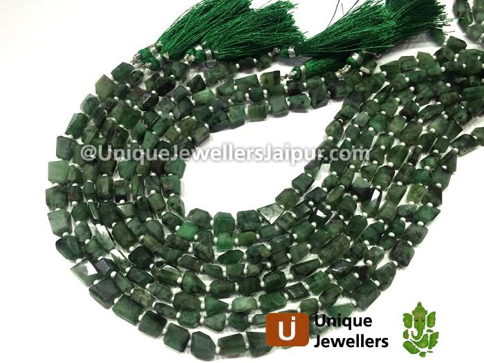 Emerald Faceted Nugget Beads