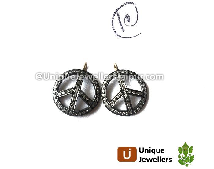 Diamond Studded Silver Peace Sign