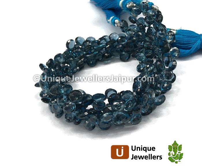 London Blue Topaz Briollete Heart Beads