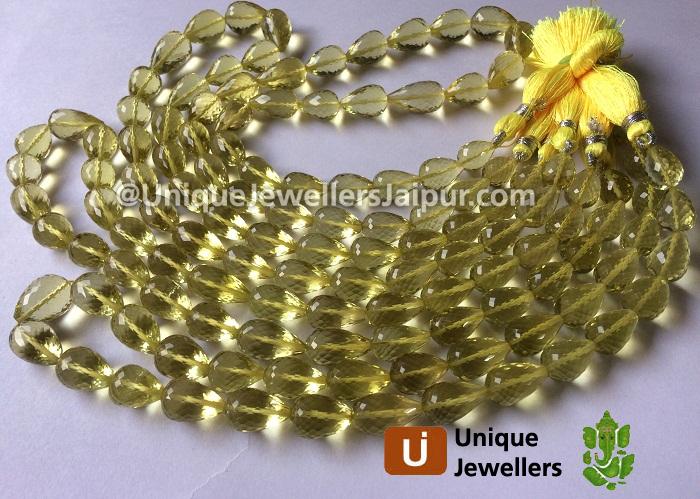 Lemon Quartz Far Faceted Drop Beads