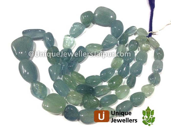 Aquamarine Shaded Far Plain Nugget Beads